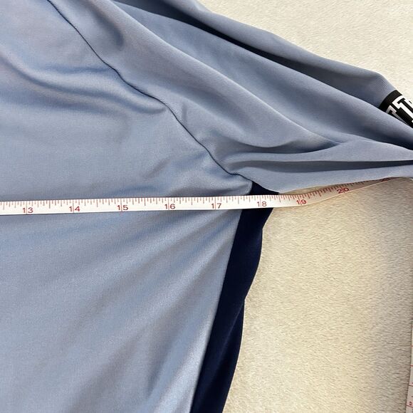 Victoria's Secret PINK Sz Medium Long Sleeve 1/2 Zip Pullover Light Blue/Navy - Picture 7 of 7